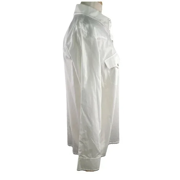 Ralph Lauren Size 1X Western Yoke Cowgirl Shirt Pearl Snap White Cotton Cowboy - Picture 7 of 10